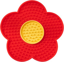 Red and yellow flower-shaped Cats Lick Pad With Suctions for pet comfort and stimulation