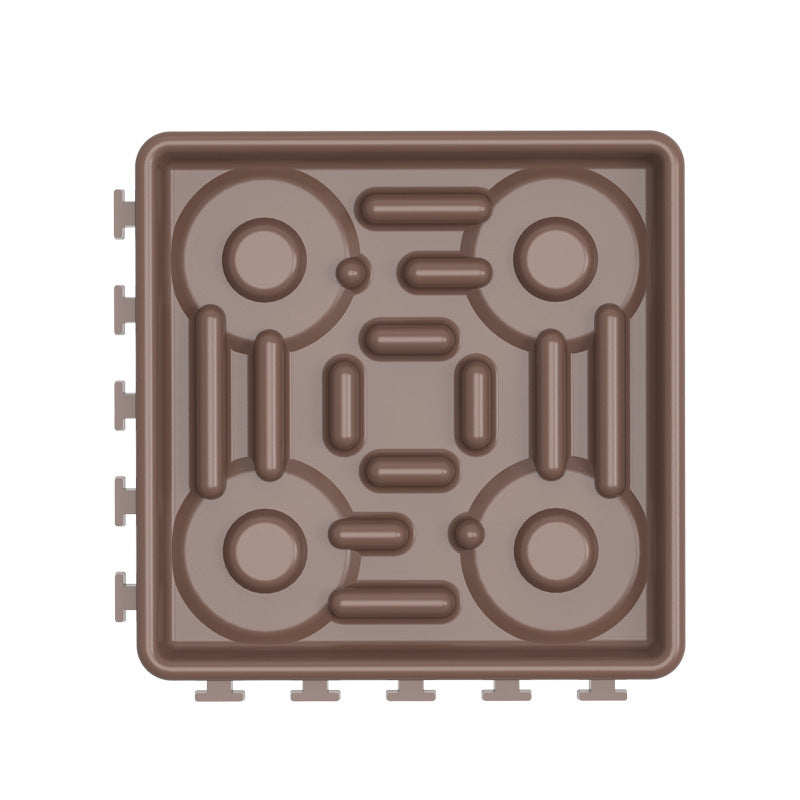 Brown interactive Dog Licking Mat Slow Feeder with textured surface for pet feeding and comfort