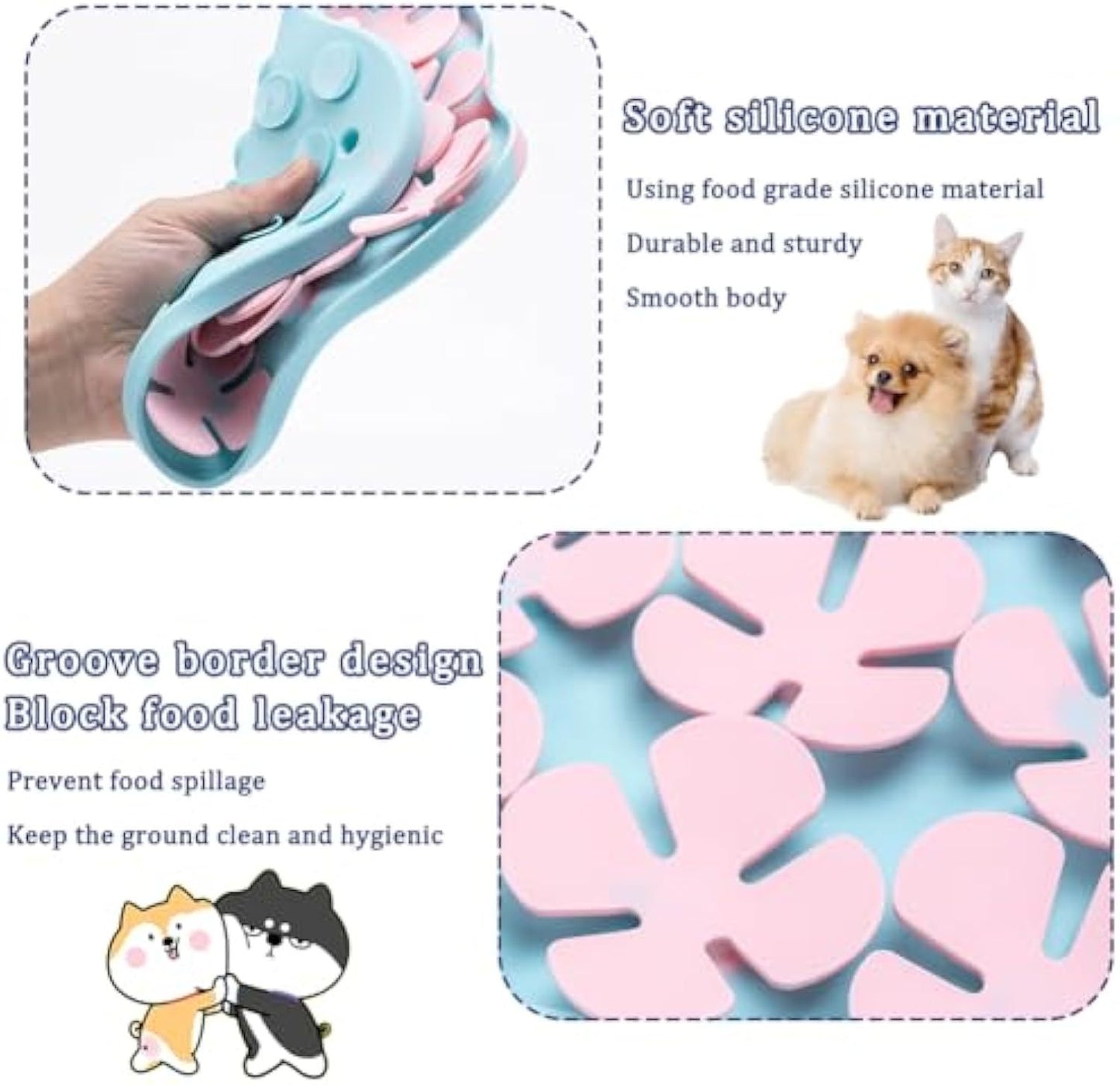 Furfamilyclub Eating Pet Calming Mat made of soft silicone with groove border to block food leakage