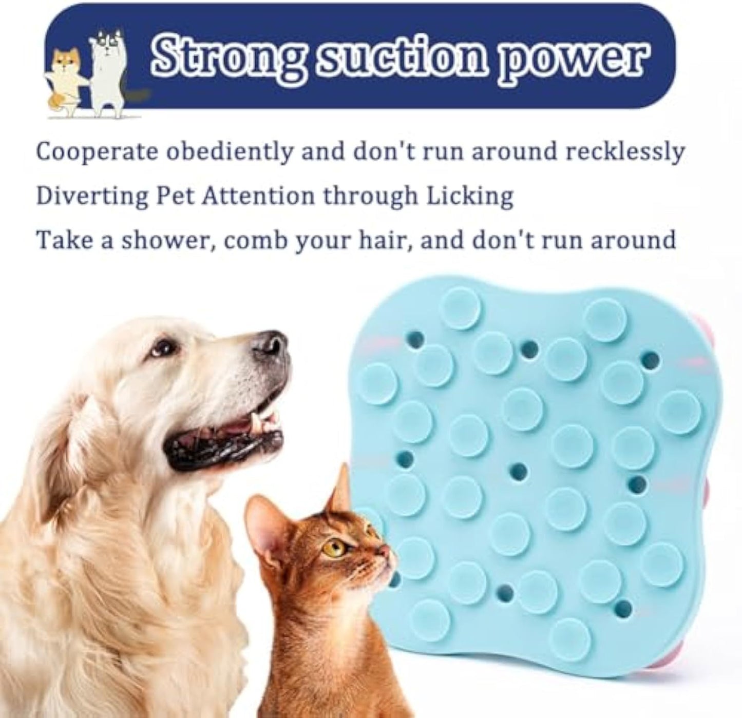 Furfamilyclub Eating Pet Calming Mat in blue with strong suction power for dogs and cats