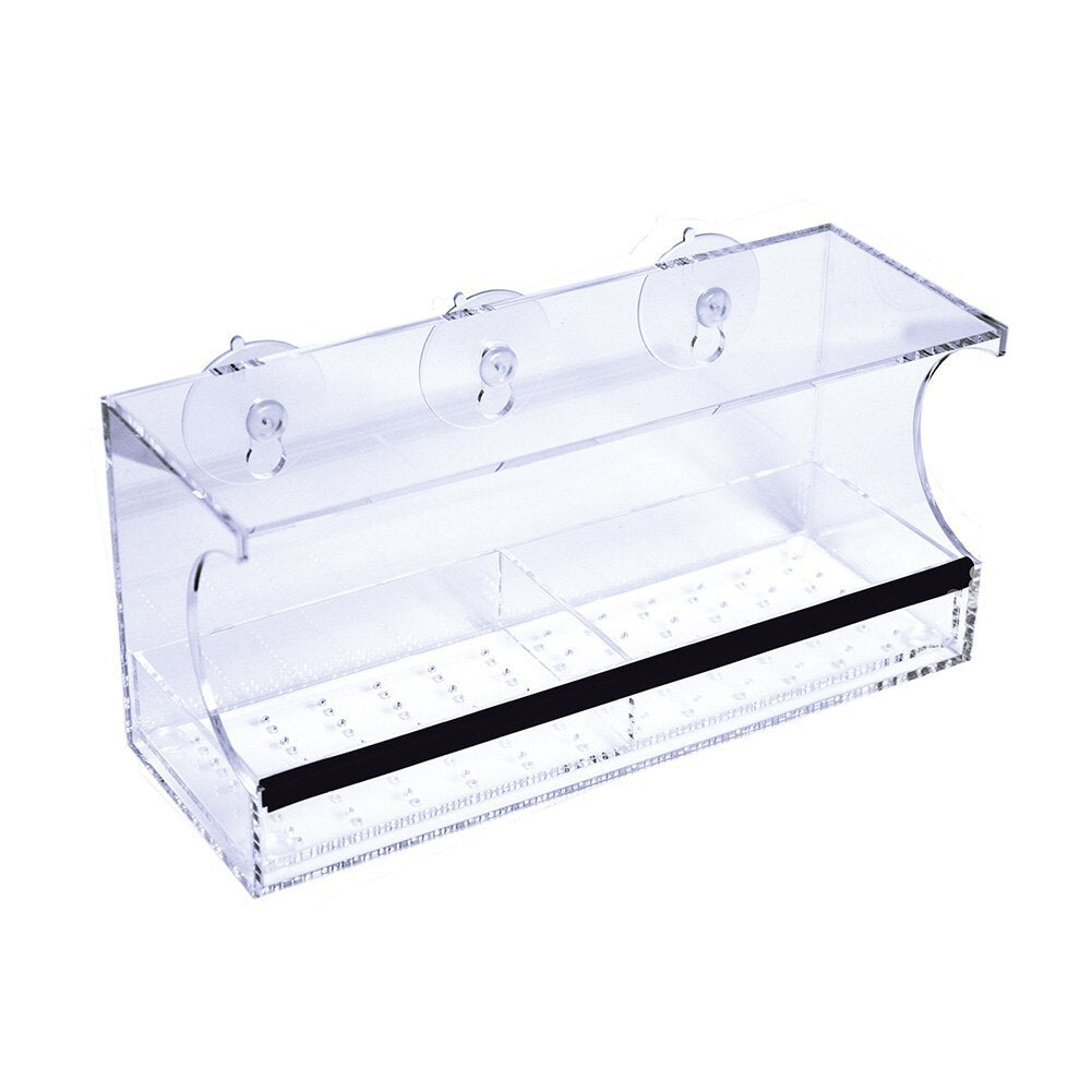 Clear acrylic New Bird Pet Feeder with suction cups for window attachment and bird viewing