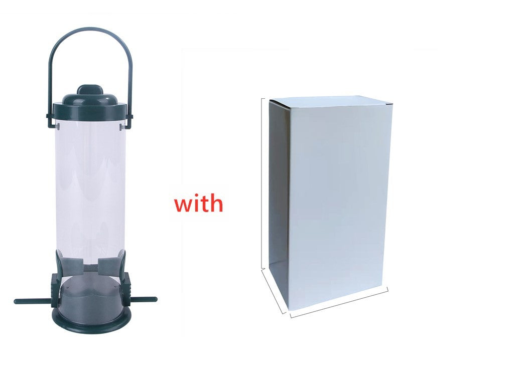 Pet Bird Feeder Feed Station with clear seed container and black base for easy bird feeding