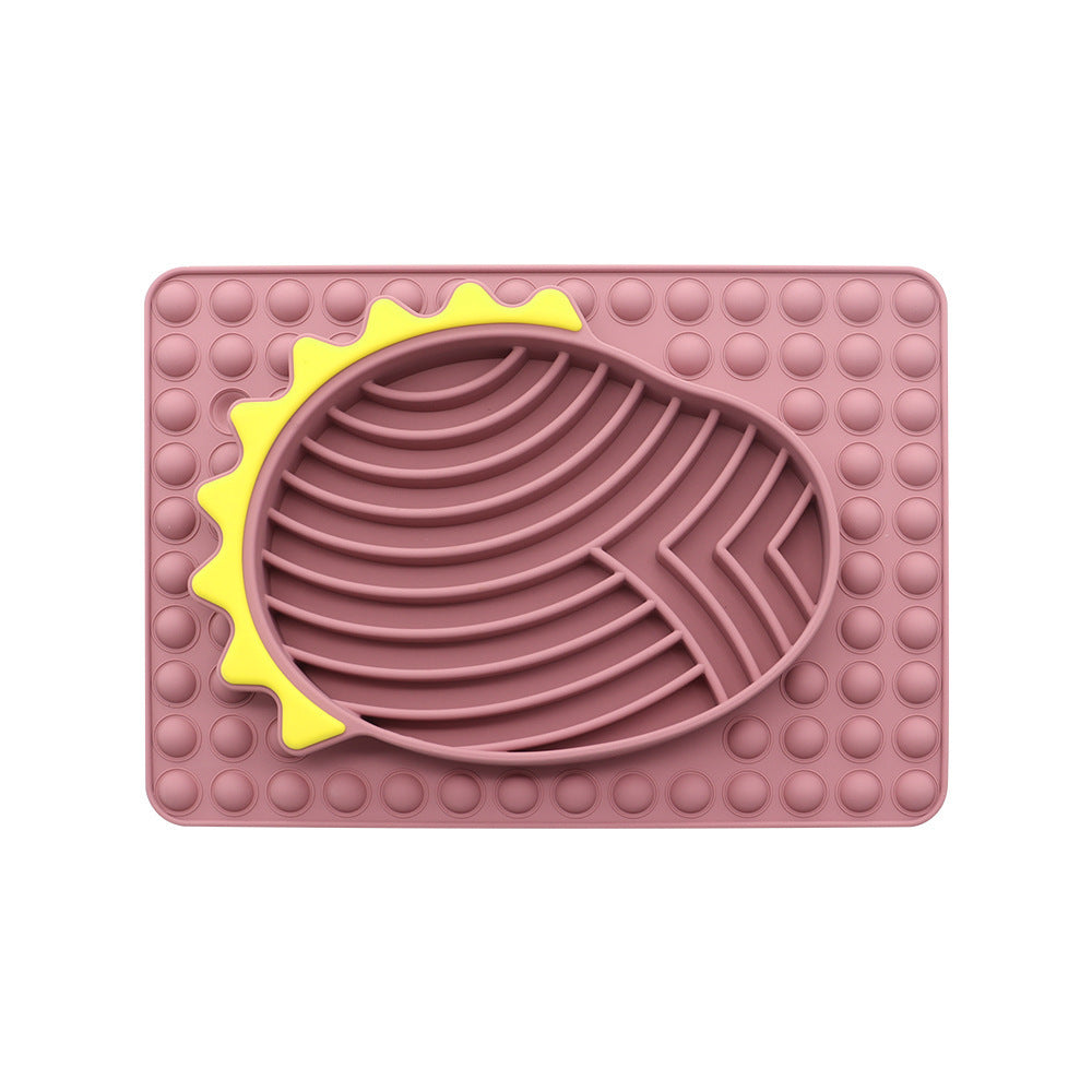 Furfamilyclub Slow Feeder Dog Bowls in pink and yellow with textured surface for pet feeding