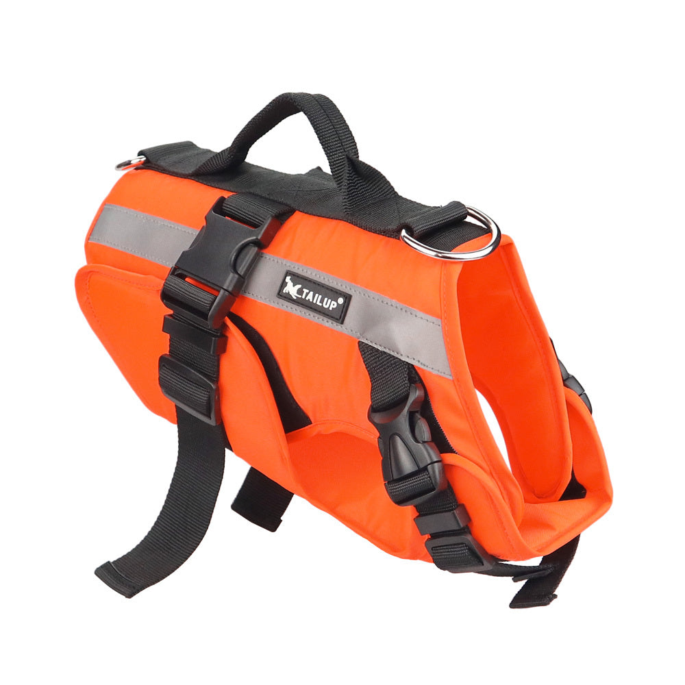 Reflective Dog Life Jacket Vest orange with top handle D ring reflective strip and adjustable buckles