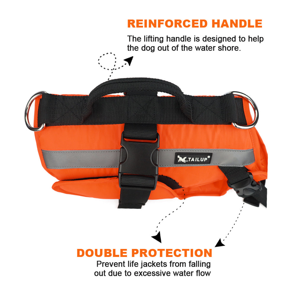 Reflective Dog Life Jacket Vest orange with reinforced handle reflective strip adjustable straps