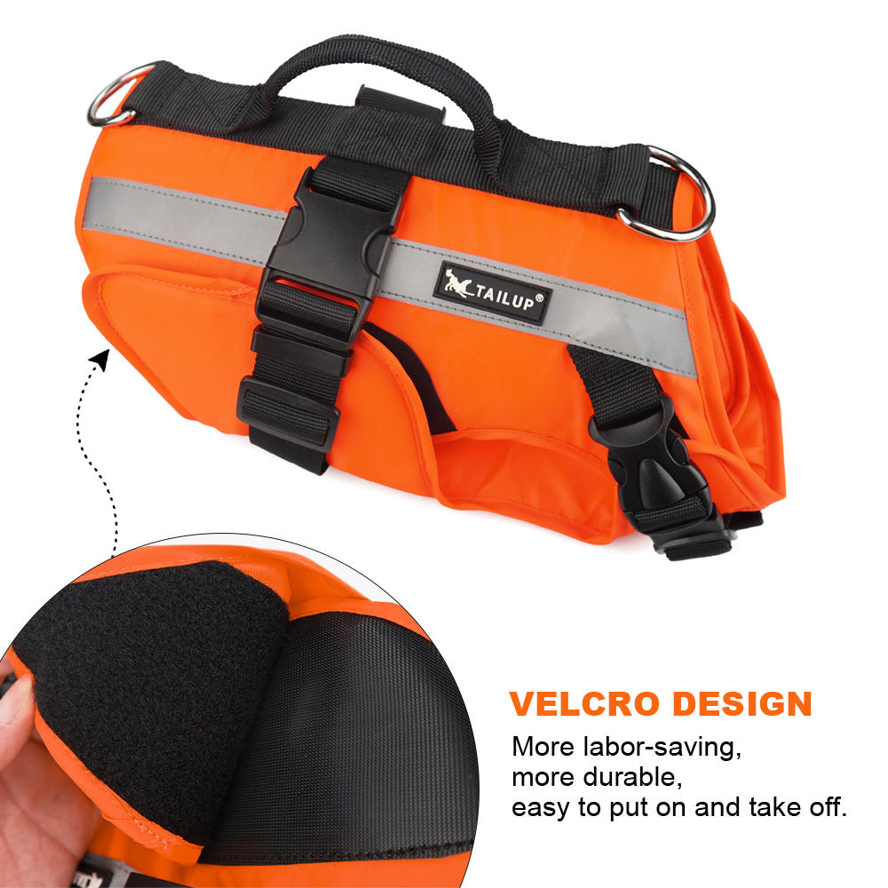 Reflective Dog Life Jacket Vest orange with top handle D rings reflective stripe quick release buckles and Velcro