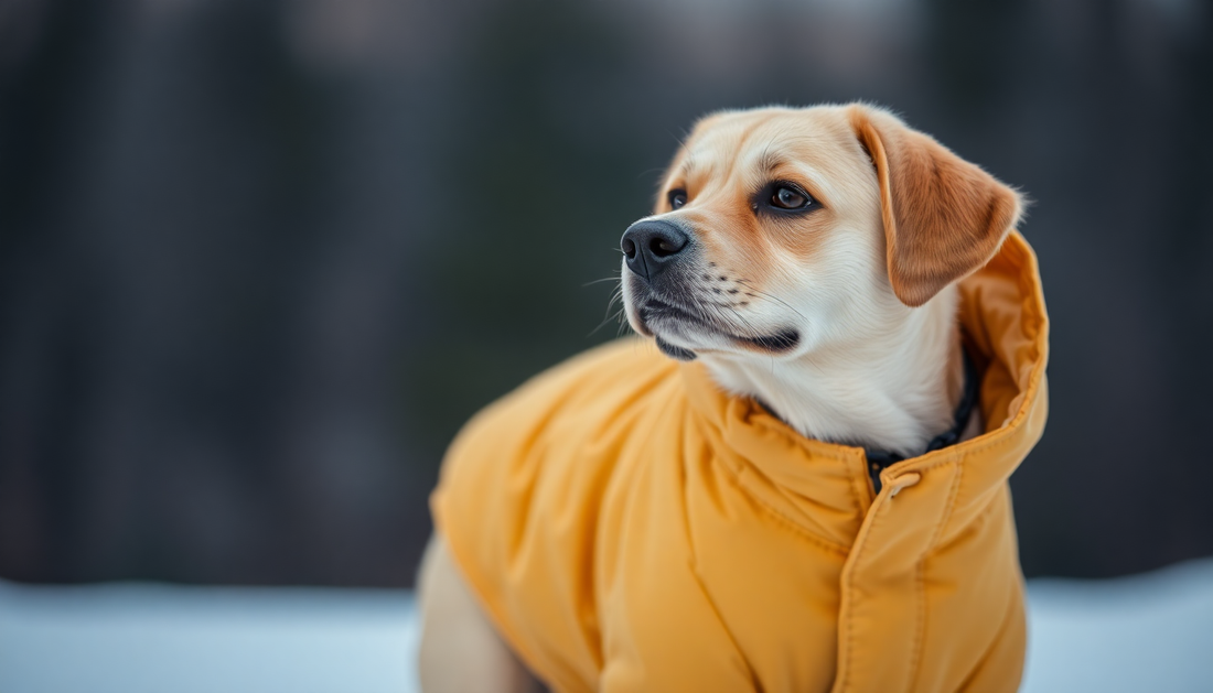 Dog in warm jacket 