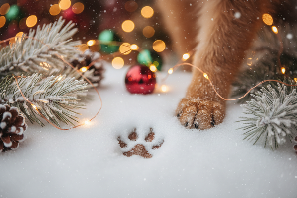 dogs paw in the snow