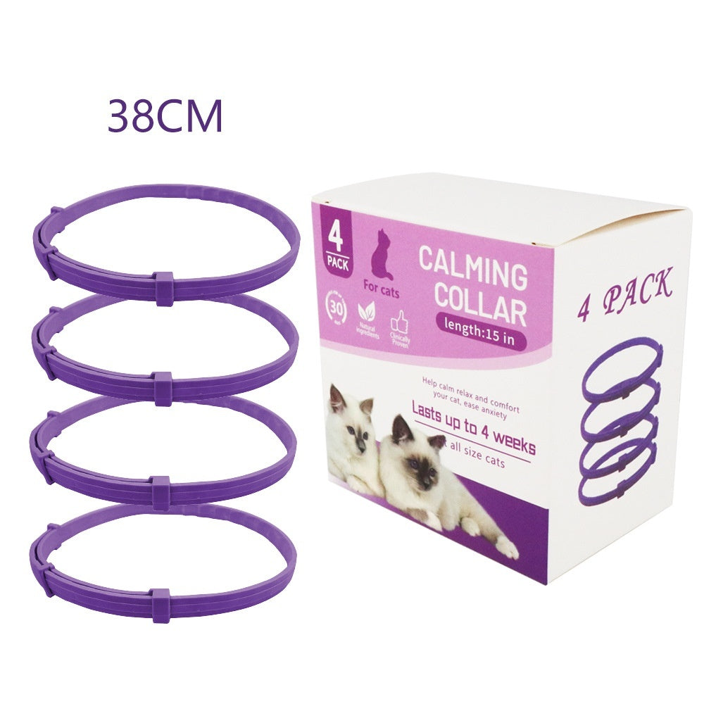 Purple calming collars for cats and dogs 4 pack box with 38 cm length collars for pet comfort