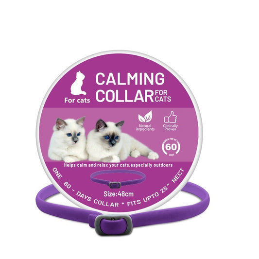 Purple calming collars for cats and dogs with natural ingredients and 60 days protection