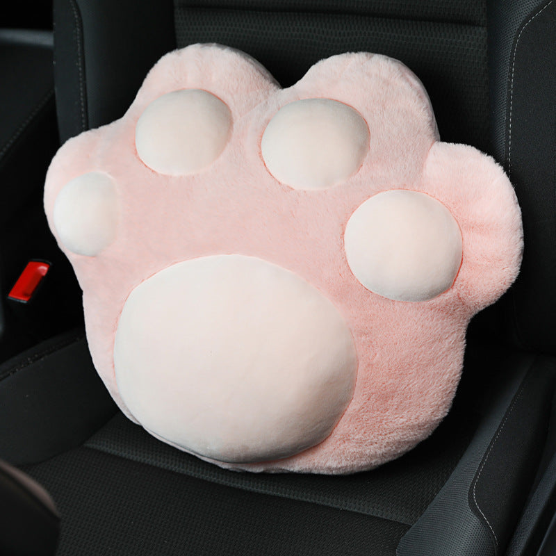 Cute cat paw car accessories plush seat cushion for pet lovers and car interiors