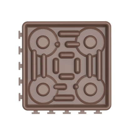 Brown interactive Dog Licking Mat Slow Feeder with textured surface for pet feeding and comfort