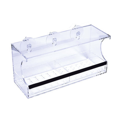 Clear acrylic New Bird Pet Feeder with suction cups for window attachment and bird viewing
